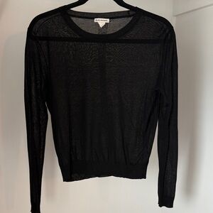 Club Monaco Black Sheer Long Sleeve Top